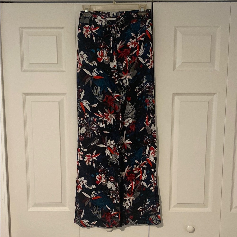Mango Floral Wide Leg Pants